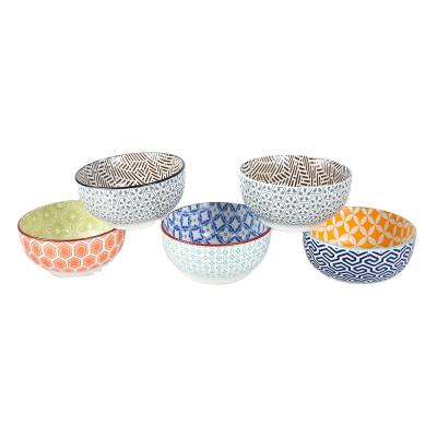 China Disposable Ceramic Bowl Set With Pad Printing, 4PCS Pad Printing Bowl Sets, Under-Gloss Bowl for sale