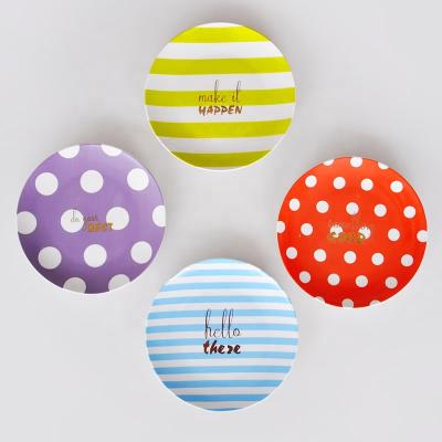 China Sustainable 4 Pcs Porcelain Appetizer Dish Set With Customized Printing Dessert Dish With Color Box Packing for sale