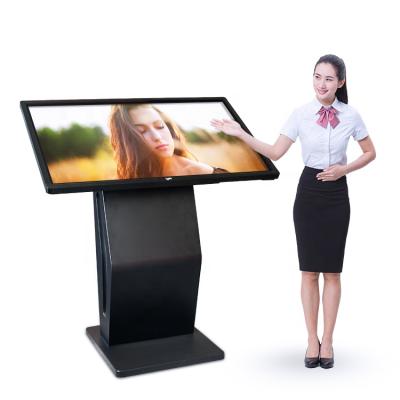 China Metal Case + Tempered Glass Panel Conference Room 43 55 Inch Self Service Floor Stand Touch Screen Kiosk for sale