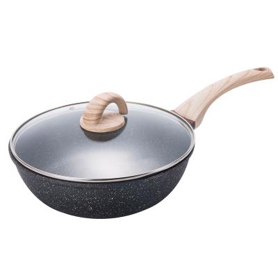 China Cast Aluminum Wok Flat Bottom Non-Stick Saute Pan Non-Scratch Coating Viable For Cooking Sautee Boiling Steam for sale