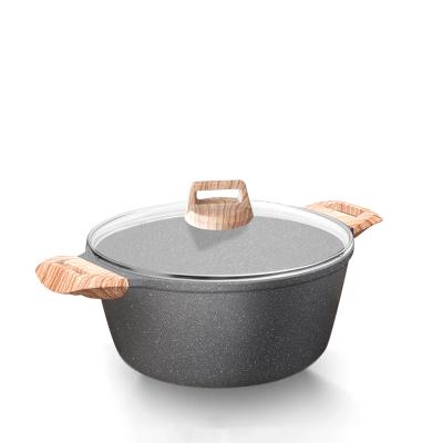 China Sustainable Aluminum Soup And Double Running Handles Cooking Nonstick Cookware Clay Pot Aluminum Pot Pot for sale