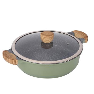 China Sustainable Kitchen Cookware Non-Stick Stylish Aluminum Ceramic Die Casting Stock Pot Casserole With Lid for sale