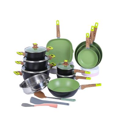 China Sustainable Eco Friendly Aluminum Stick Induction Kitchen Non Cooking Pots And Pans Cookware Set for sale