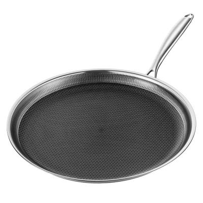 China None 316 Thousand Stainless Steel Non Frying Pan Honey Comb Cooking Pizza Pans Flat Bottom Stick Leather Special Pots for sale