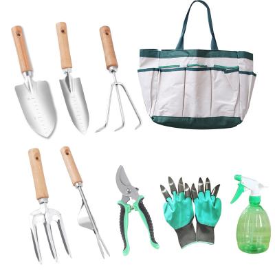 China AISITIN 9PCS Country Gardening Tool Kit Hand Planting Mini Wood Handle Shovel Spade Trowel Gardening Tools for Flowers Tranplanting for sale