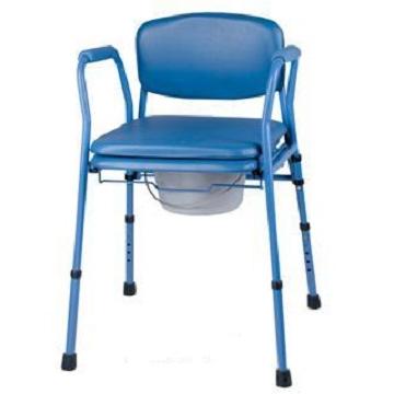 China Toilet Rehabilitation Therapy Supplies Steel Blue Foldable Commode Chair With Potty for sale