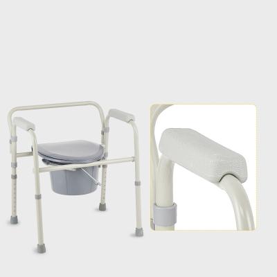 China Good Price Iron Steel Folding Toilet Commode Wheelchair for sale