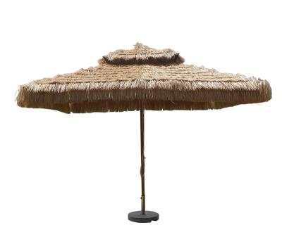 China Modern Natural Color Hawaii Polynesian Dance Tiki Artificial Straw Thatched Beach Umbrella for sale