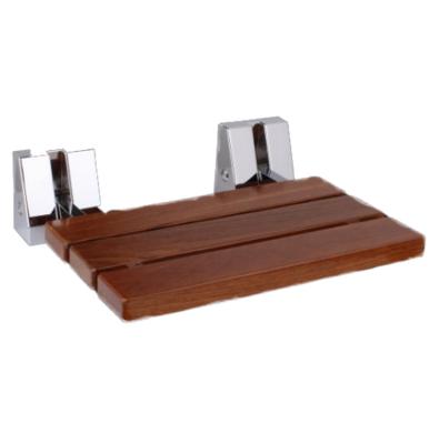 China Modern Teak Wood Wall Mounted Fold Down Bathroom Shower Seat for sale