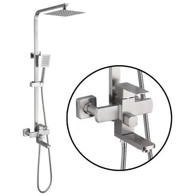 China Without Slide Bar 304 Stainless Steel Wall-mount Bathroom Bath 2 Function Mixer Shower Set With Slide Bar Hand Shower for sale