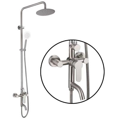 China Without Slide Bar 304 Stainless Steel Wall-mount Bathroom Bath 2 Function Mixer Shower Set With Slide Bar Hand Shower for sale