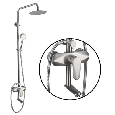 China Without Slide Bar Wholesales 304 Stainless Steel Wall-mount Bathroom Bath 2 Function Mixer Shower Set With Slide Bar Hand Shower for sale