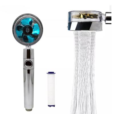 China 2021 New High Pressure Rainfall Shower Heads Rotating 360 Degree Rotating Fan Hand Showerhead With Turbo Fan Small Water Spray ABS Shower Head for sale