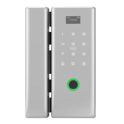 China 10-15mm Fingerprint Remote Control Smart Door Lock with IC Card Password for Frameless Glass Door Push or Sliding Door for sale