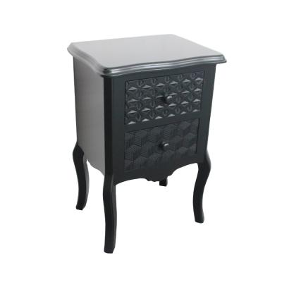 China Solid Color Foldable Classic Wood Bedside Table With Storage Drawers Carving Bedside Nightstand End Table for sale