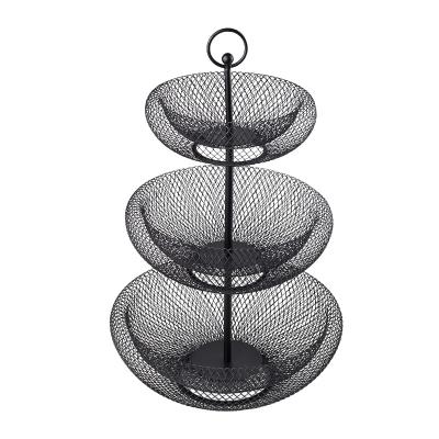 China New Sustainable Element 3 Tier Wire Fruit And Vegetable Basket Bowl Display Rack for sale