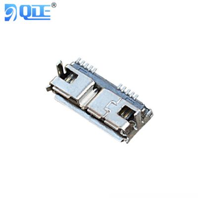 China Nickel Plating 90 Degree SMT Double Mouth Type B USB B/F 3.0 Micro Female Horizontal Type Connector for sale