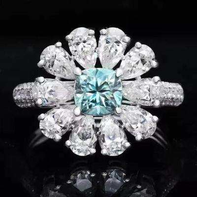 China CLASSIC 925 Sterling Silver Moissanite Ring With White Side Stones for sale