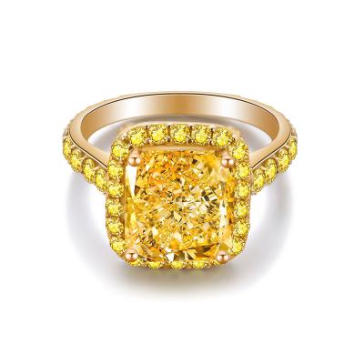 China 2021 New Design 18k Gold Radiant Cut Jewelry Yellow Diamond Ring Wedding Ring for sale