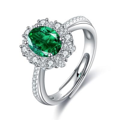 China Anster FASHIONABLE 2021 925 Sterling Silver 1.0ct 8*6mm Zambia Emerald Ring For Wedding Ring Jewelry for sale