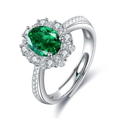 China Fashionable Engagement Jewelry Vintage Women's S925 Wholesale Stone Ring Zambia Emerald Ring for sale