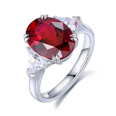 China High Quality Lab TRENDY Ruby Ring Solid Gold Red Ruby Ring With Oval Shape 1.6ct Women's Gemstone for sale