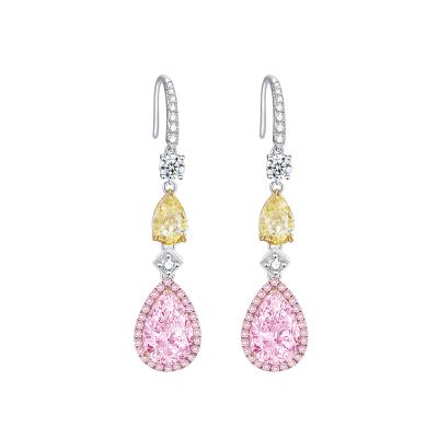 China Fashion Stunning Gemstones 6.0ct/2pcs 925 Sterling Silver Earrings with Simulated Yellow Diamond for sale