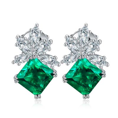 China 2.5ct CLASSIC Asscher Cut Lab Grown Green 925 Sterling Silver Earrings Stud for sale