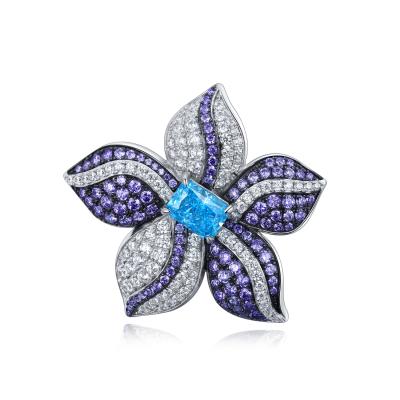 China High End Colorful Crystal Party Valentine Day Gift Starfish Wedding Design Brooches Silver Zircon Brooches Bridesmaid for sale