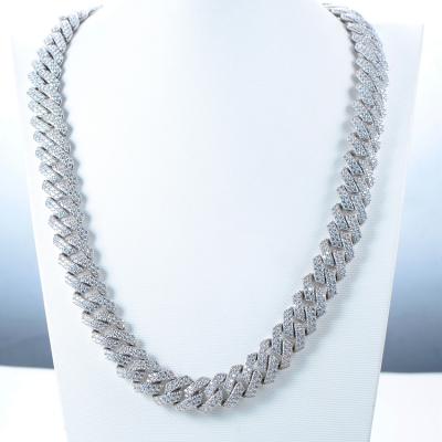 China Hiphop 14mm Iced Out Gold Silver Color Rhinestone CZ Cuban Clasp Necklace Chain Hip Hop Jewelry Choker For Mens Hitter Necklaces Link for sale