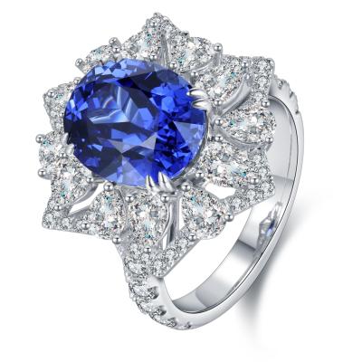 China Blue Romantice Lab Grown Sapphire Ring Gemstone Classic Vintage 9K Jewelry Gold Ring For Women for sale