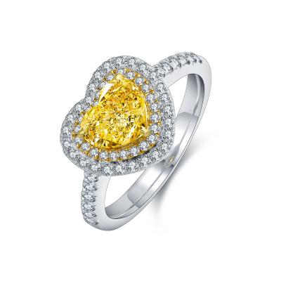 China Real Hotsale 9K Gold Ring Fashionable Custom Hear Shape Fashionable Thin Gold Layer Simulated Yellow Diamond Ring for sale