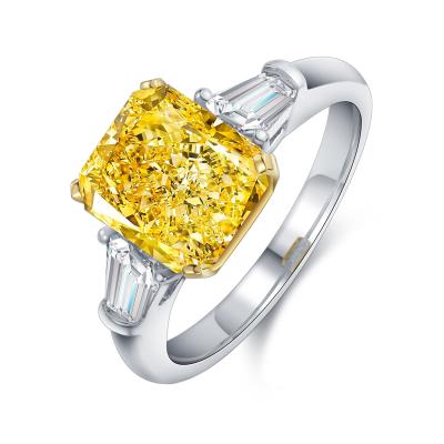 China Anster Diamond Thin Gold Ring 3ct Jewelry Fashion Jewelry Simulated Radiant Yellow Radiant Gold Ring for sale