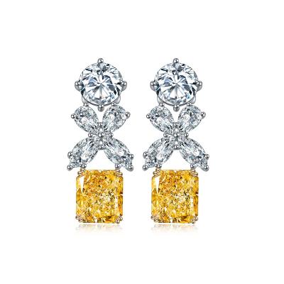 China Anster Romantic Jewelry 9K Gold Dangle Earring Fashion Radiant Shape Zircon Earrings Wholesale Price for sale