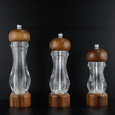 China Acacia Wood Salt and Pepper Grinders Rechargeable Refillable Pepper Mill for sale