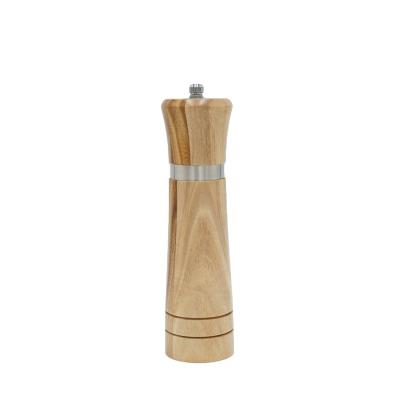 China Hot Sale Viable Wooden Grinder With Rose Gold Stainless Steel Ring 8 Inch Salt and Pepper Grinder for sale