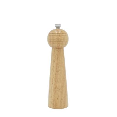 China Sustainable Premium Quality 8 Inch Rubber Wooden Salt and Pepper Mill Natural Wooden Salt and Pepper Grinder Set for sale