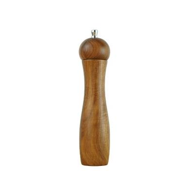 China Adjustable Natural Ceramic Core Spice Mills Set Salt And Pepper Crushers 8 Inch Workable Height Quality Acacia Wood Pepper Grinder for sale