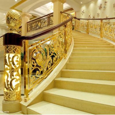 China European Style High End Indoor Antique Brass Panel Stair Railings for sale