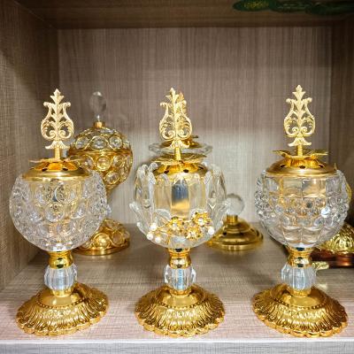 China Middle East Aromatherapy Arabic Electroplating Glass Censer Censer Home Glass Decoration Furnace Arab Censer for sale