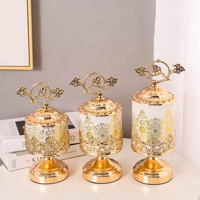 China Luxury Home Stocked Storage Jar Plated Glass Printed Dried Fruit Jar Household Storage for sale