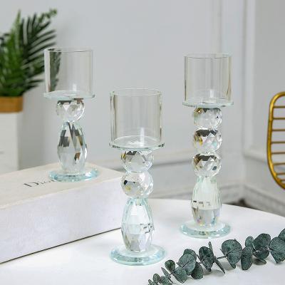 China Modern Design Home Crystal Three-Piece Candlestick Set Decoration Candle Holder Set Wedding Banquet Decoration for sale