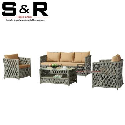 China Outdoor Sofa Eco-friendly\UV Resistant\Water Proof\Weather Resistant Aluminum Modern Outdoor Patio Sofa Sets Garden Furniture Patio Sofa Sets for sale