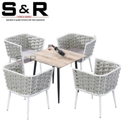 China Eco-friendly\UV Resistant\Water Proof\Restaurant Hotel Garden Weather Resistant Patio Home Outdoor Indoor Rope Design Dining Chair and Table for sale