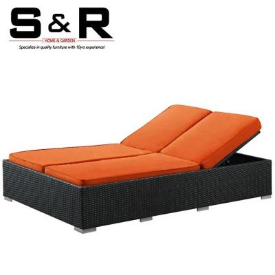 China SR Outdoor Furniture Eco-Friendly\UV Resistant\Water Proof\Weather Resistant Hotel Pool Furniture Garden Rattan Sofa Sun Double Seat for sale