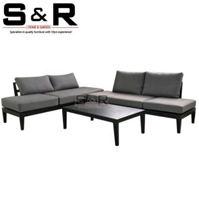 China SR Furniture Outstanding Eco-Friendly\UV Resistant\Water Proof\Weather Resistant Garden Set Aluminum Modern Chaise Lounge Sofa Set For Patio for sale