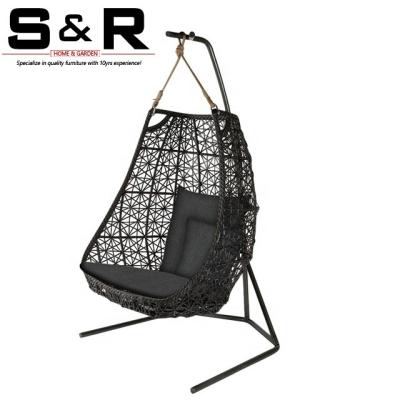 China Outdoor Patio Eco-Friendly\UV Resistant\Water Proof\Weather Resistant New Designs Furniture Hanging Rattan Wicker Egg Swing Outdoor Rattan Hanging Chair for sale