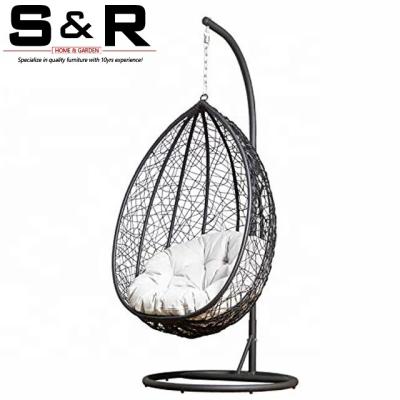 China Eco-friendly\UV Resistant\Water Proof\Weather Resistant Outdoor Hanging Rattan Sofa Rattan Canopy Single Egg Chair Swing With Stand for sale