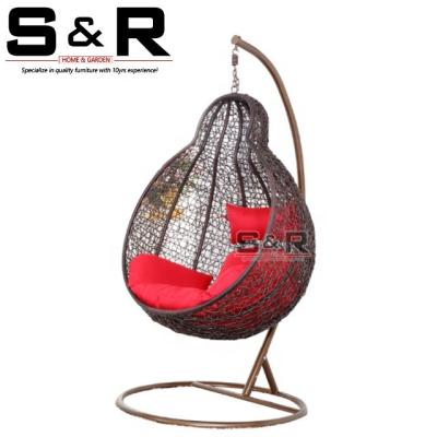 China Eco-friendly\UV Resistant\Water Proof\Weather Resistant Outdoor PE Rattan Patio Swing Hammock Chair With Metal Frame Cheap Egg Shaped Home Hanging Chair for sale