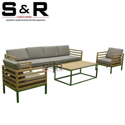 China All Weather Resistant Eco-Friendly\UV Resistant\Water Proof\Weather Outside Patio Sofa Luxury Teak Sofa Sitting Outdoor Lounge Set With Teak Table for sale